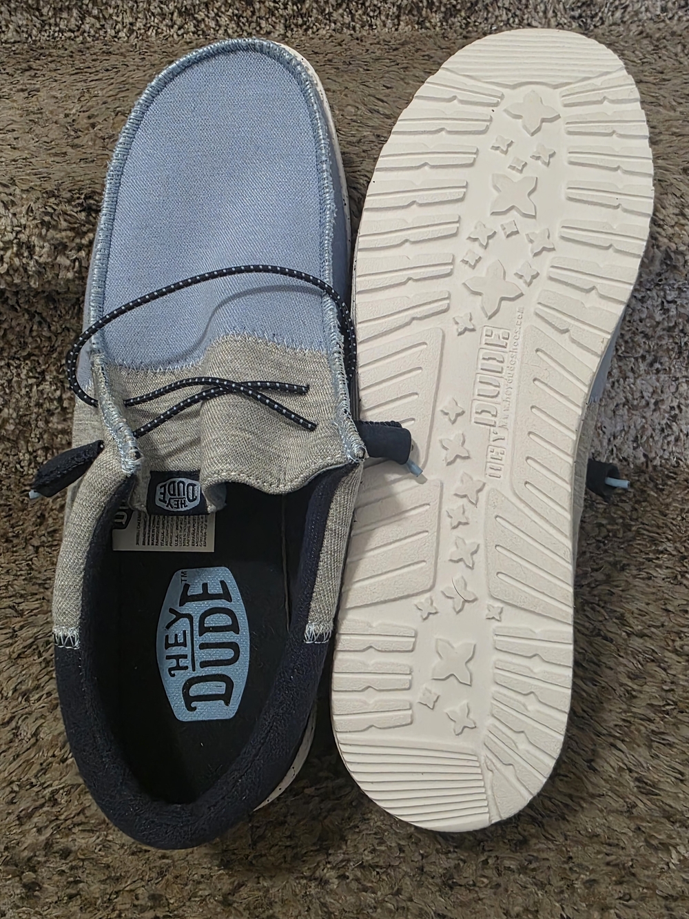 Hey Dude Light Blue Canvas Slip-On Loafers with Gray Trim - Picture 7 of 8